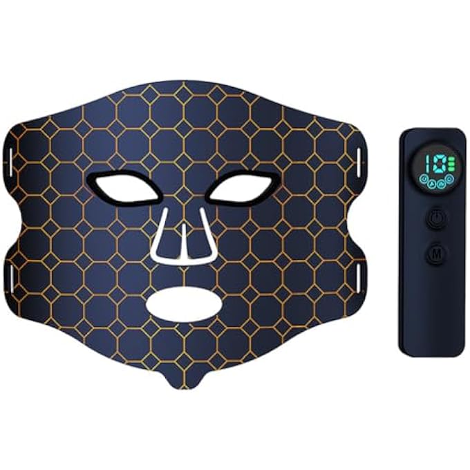 STRBOXONG FACIAL BEAUTY LIGHT THERAPY MASK, BEAUTY LIGHT THERAPY MASK DEVICE, 165 LAMP BEADS, 4-COLOR LIGHT MODE, MULTIPLE VIBRATION STRENGTHS, SOFT SILICONE MATERIAL, FOR BRIGHTEN SKIN - Image 1